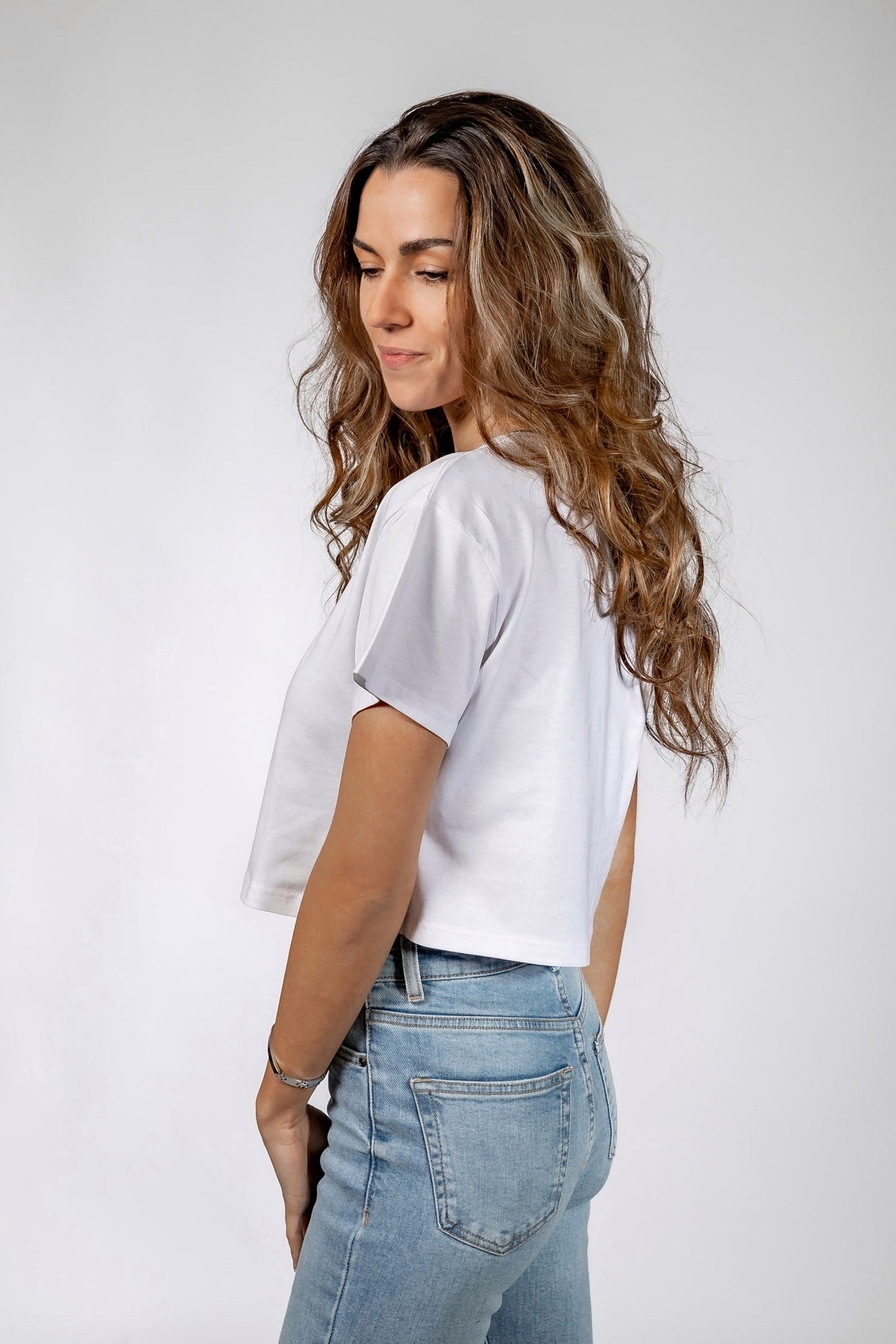 Crop Shirt - Technoartig - weiß