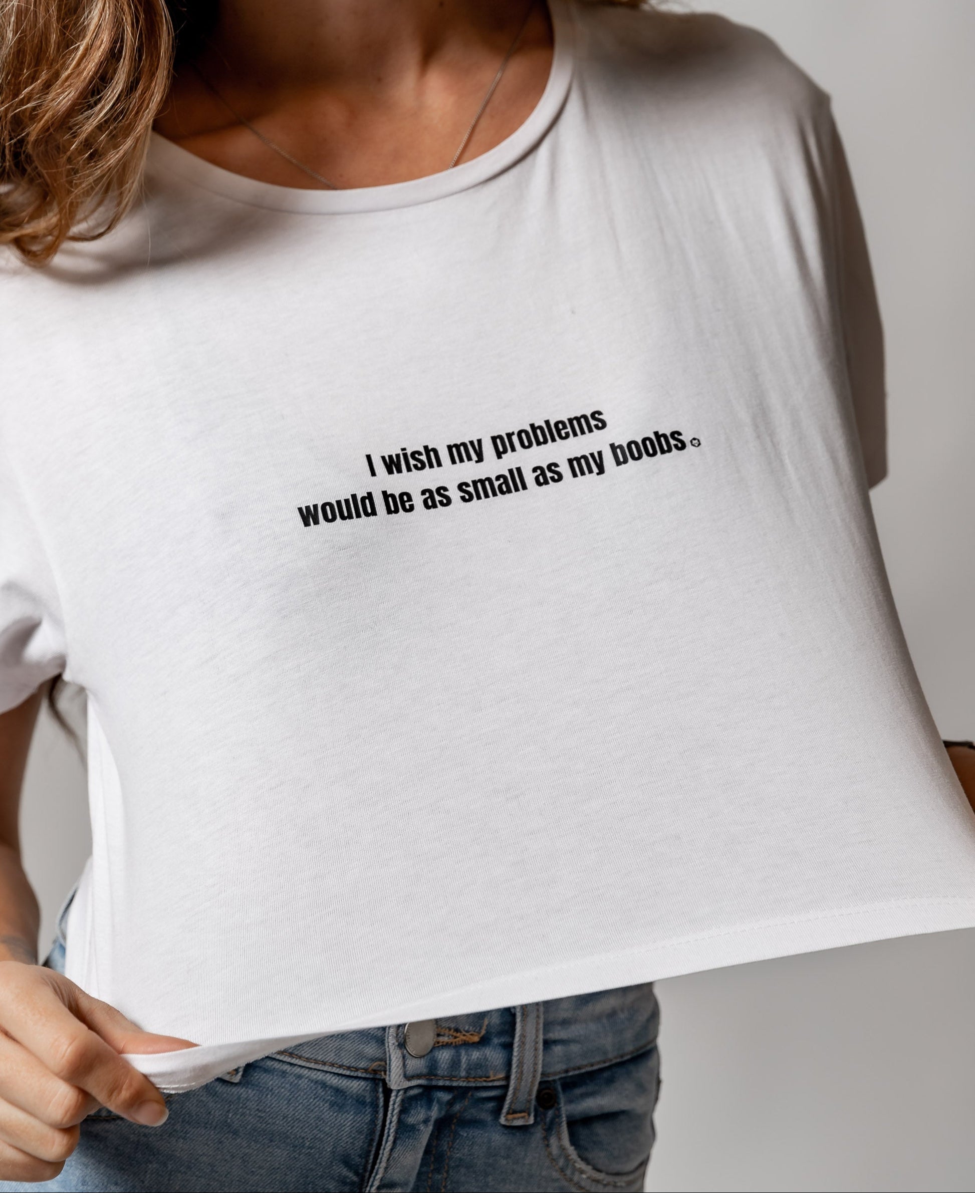 Crop Shirt - Technoartig - weiß 